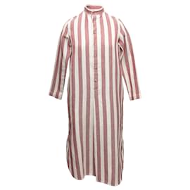 Autre Marque-Red & White Aftersee Linen-Blend Striped Caftan Dress Size 0-Red