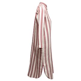 Autre Marque-Red & White Aftersee Linen-Blend Striped Caftan Dress Size 0-Red