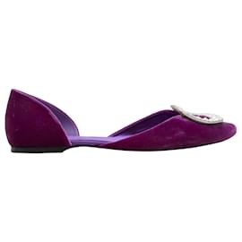 Roger Vivier-Purple Roger Vivier Velvet Crystal Buckle d'Orsay Flats Size 39-Purple