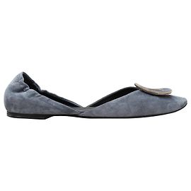 Slate Roger Vivier Suede d'Orsay Buckle Flats Size 39 Other