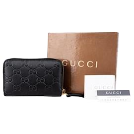 Gucci-Gucci GG Monogram Zippy Leather Card Case Wallet-Black