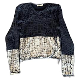 Balenciaga-Balenciaga by Nicolas Ghesquière Knitted B/W Mohair Sweater.-Black,White