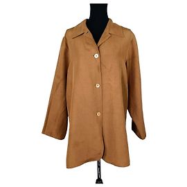 Camicia marrone in seta e lino Max & Co, camicia estiva vintage Marrone Marrone chiaro Cammello