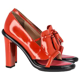 Kenzo-Kenzo Cutout Pumps in Orange Patent Leather-Orange