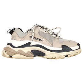 Balenciaga Clear Sole Triple S Sneakers in Beige Polyester Beige
