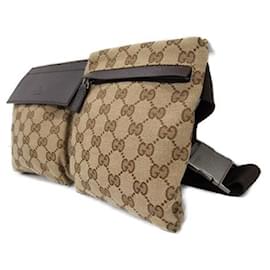 Gucci-Sac ceinture en toile Gucci GG 28566 en très bon état-Marron