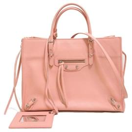 Balenciaga-Balenciaga Motocross Classic Papier Bag Leather Handbag 370926 in Good condition-Pink