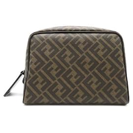 Fendi-Fendi Zucca Canvas Accessory Pouch Canvas Vanity Bag 7N0131 in Excellent condition-Brown