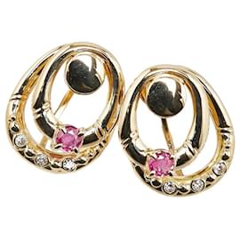 & Other Stories-LuxUness 18K Ruby Diamond Earrings  Metal Earrings in Excellent condition-Golden