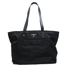 Prada-Prada Tessuto Tote Bag  Canvas Tote Bag 1BG052 in Very Good Condition-Black