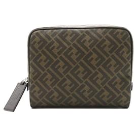 Fendi-Fendi Zucca Canvas Accessory Pouch Canvas Vanity Bag 7N0116ALE7F19KW in Excellent condition-Brown