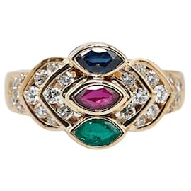 & Other Stories-LuxUness 18K Sapphire & Emerald Ring  Metal Ring in Excellent condition-Golden