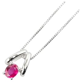 & Other Stories-LuxUness Platinum Ruby Necklace Metal Necklace in Excellent condition-Silvery