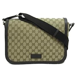 Gucci-Gucci GG Canvas Messenger Bag Canvas Crossbody Bag 449000 in Good condition-Brown