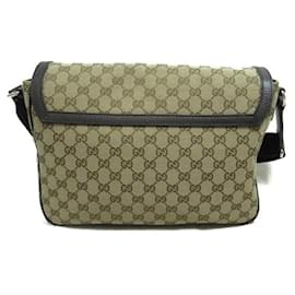 Gucci-Gucci GG Canvas Messenger Bag Canvas Crossbody Bag 449000 in Good condition-Brown