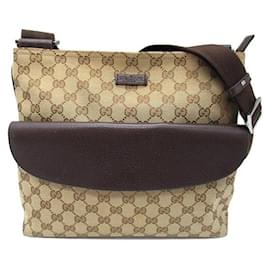 Gucci-Gucci GG Canvas Crossbody Bag Canvas Crossbody Bag in Good condition-Brown