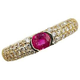 & Other Stories-LuxUness 18k Gold Diamond Ruby Ring Metal Ring in Excellent condition-Golden