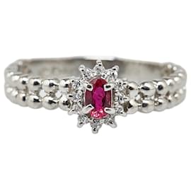 & Other Stories-LuxUness Platinum Diamond Ruby Ring Metal Ring in Excellent condition-Silvery