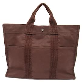 Hermès-Hermes Toile Herline MM Tote Canvas Tote Bag in Good condition-Brown