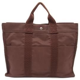 Hermès-Hermes Toile Herline MM Tote Canvas Tote Bag in Good condition-Brown