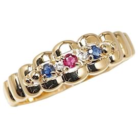 & Other Stories-K18YG Yellow Gold Ruby Diamond Ring in Great Condition-Golden