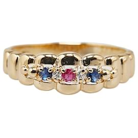 & Other Stories-LuxUness 18k Gold Diamond Ruby Ring Metal Ring in Excellent condition-Golden
