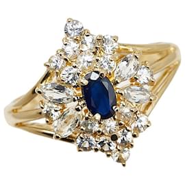 & Other Stories-LuxUness 18k Gold Sapphire Ring Metal Ring in Excellent condition-Golden