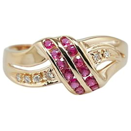 & Other Stories-LuxUness 18K Ruby Diamond Ring  Metal Ring in Excellent condition-Golden