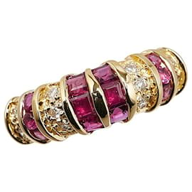 & Other Stories-K18YG Yellow Gold Ruby 0.7ct Diamond 0.1ct Ring in Excellent Condition-Golden