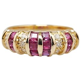 & Other Stories-K18YG Yellow Gold Ruby 0.7ct Diamond 0.1ct Ring in Excellent Condition-Golden