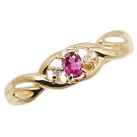 & Other Stories-LuxUness 18K Ruby Diamond Ring  Metal Ring in Excellent condition-Golden
