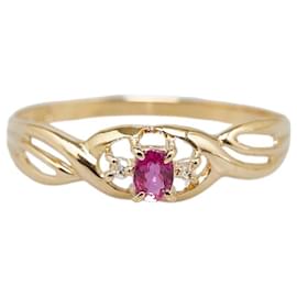 & Other Stories-LuxUness 18K Ruby Diamond Ring  Metal Ring in Excellent condition-Golden