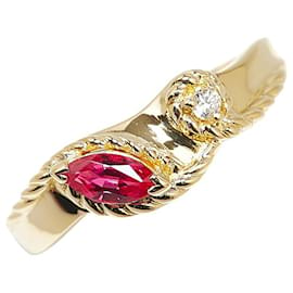 & Other Stories-K18YG Yellow Gold Ruby Diamond Ring Size 12 in Great Condition-Golden