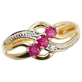 & Other Stories-K18YG Yellow Gold K18WG White Gold Ruby Diamond Ring in Excellent Condition-Golden