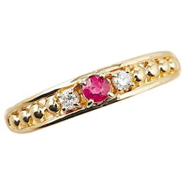 & Other Stories-K18YG Yellow Gold Ruby Diamond Ring Size 14.5 in Great Condition-Golden