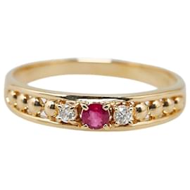 & Other Stories-K18YG Yellow Gold Ruby Diamond Ring Size 14.5 in Great Condition-Golden