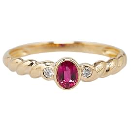 & Other Stories-LuxUness 18K Ruby Diamond Ring  Metal Ring in Excellent condition-Golden