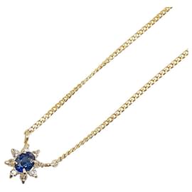 & Other Stories-LuxUness 18K Sapphire Diamond Necklace Metal Necklace in Excellent condition-Golden