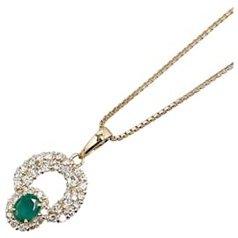 & Other Stories-LuxUness 18K Emerald Diamond Necklace Metal Necklace in Excellent condition-Golden