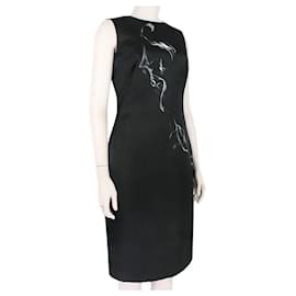 Alexander Mcqueen-Alexander McQueen Runway Collection Black Smoke Jacquard Dress-Black