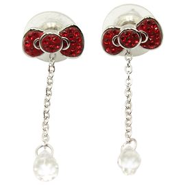 Swarovski Hello Kitty Bow Drop Earrings in Silver Metal Silvery Metallic