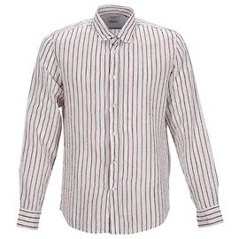 Chemise à rayures Leisure Fit en lin blanc de Brunello Cucinelli Blanc Écru