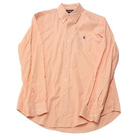 Camicia Oxford a righe su misura Ralph Lauren in cotone arancione Arancione