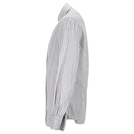 Brunello Cucinelli-Brunello Cucinelli Striped Shirt in Grey Cotton-Grey