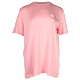 Camiseta com patch de rosto Acne Studios em algodão rosa Rosa