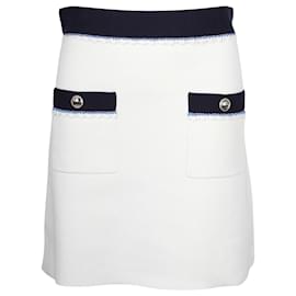 Maje-Maje Oliana Button-Embellished Two-Tone  Mini Skirt in Black and White Cotton -Other,Python print