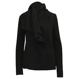 Lanvin-Lanvin Drape Detail Jacket in Black Wool -Black