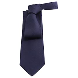 Autre Marque-Valentino V Logo Textured Tie in Blue Silk -Blue