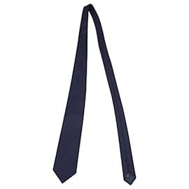 Autre Marque-Valentino V Logo Textured Tie in Blue Silk -Blue