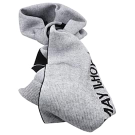 Autre Marque-Adidas Classic Y-3 Logo Scarf in Grey Wool-Black